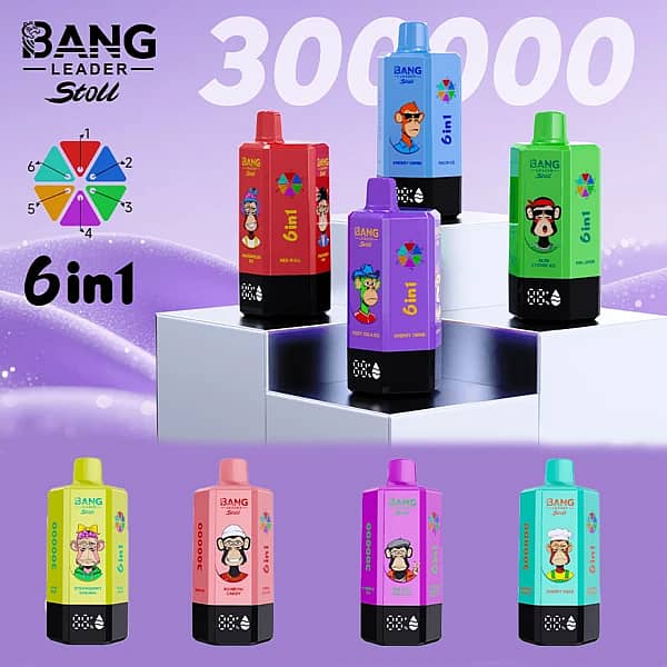 Bang Leader Stoll 300K:30万パフ対応、フレーバー切り替え機能付き6-in-1使い捨てベイプ