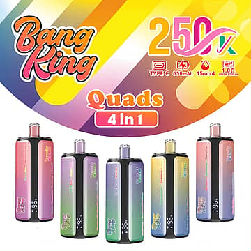 Bang King 250K 4-in-1 disposable vape with 250,000 puffs and 15mL x 4 capacity