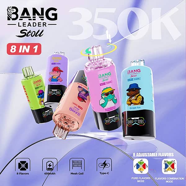 Vapeador desechable Bang Leader Stoll 350K 8 en 1, con 350 000 caladas y cámaras de varios sabores