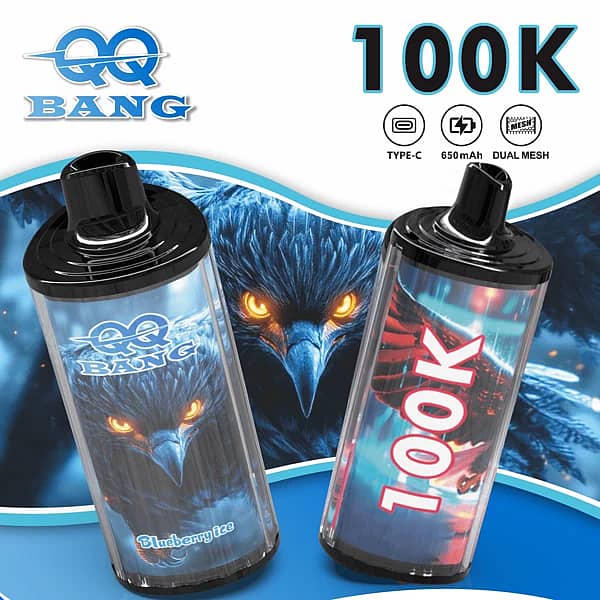 QQ Bang 100K engångsvape med 100 000 drag, laddning via USB-C och 12 smaker