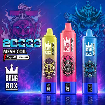 Bang Box 20K disposable vape with smart LED screen, Type-C charging and 12 flavors