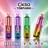 OKSO Tornado 100K Puffs multiple flavor variants disposable vape with a digital display