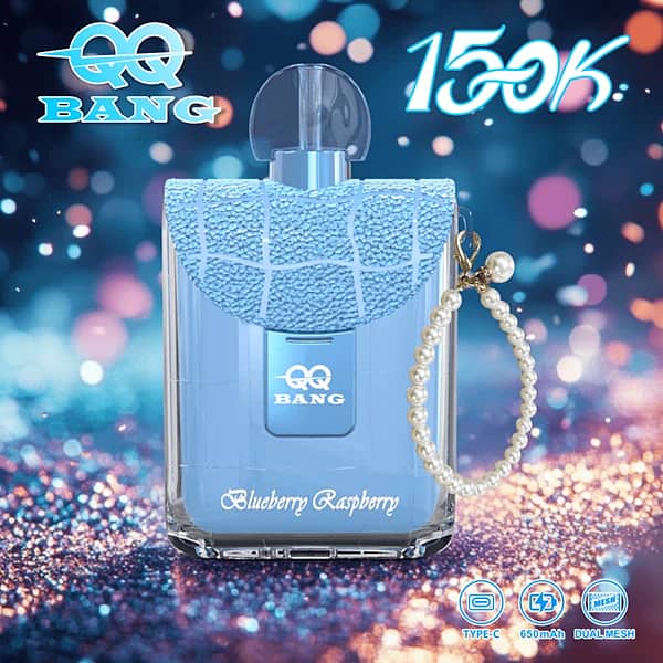 Qq Bang Perfume – jednorazowy vape o smaku jagodowo-malinowym, 150 000 zaciągnięć, z podwójną siateczką