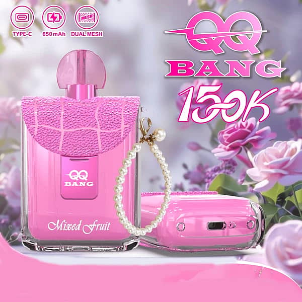 Qq Bang – jednorazowy vape o zapachu mieszanki owoców (150 000 zaciągnięć) z zawieszką w kształcie perły
