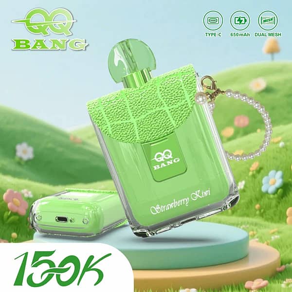 Qq Bang Perfume – jednorazowy vape o smaku truskawkowo-kiwi, 150 000 zaciągnięć, z obrotową ustnikiem
