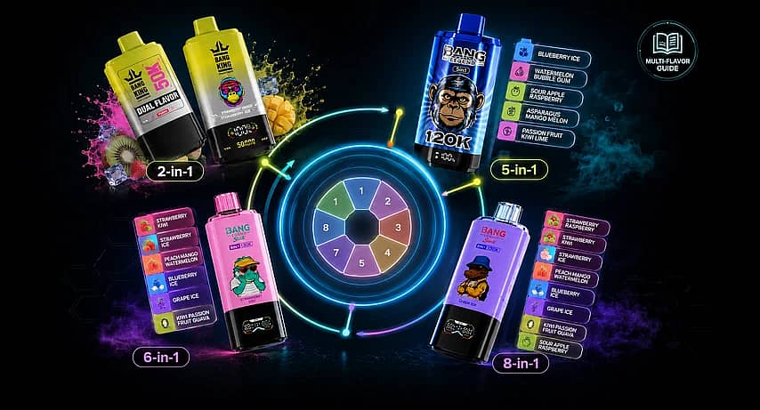 different flavor vapes Multi-Flavor Disposable Vapes: 2-in-1 To 8-in-1 Guide