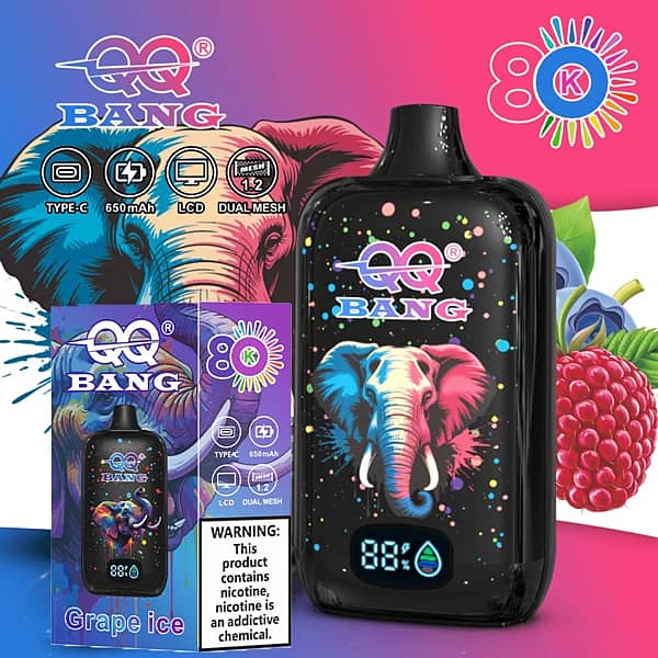 QQ BANG 80K Puffs Grape ice disposable vape with LCD screen