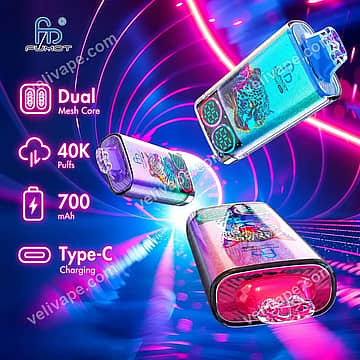 Fumot Leopard 40000 disposable vape with 40,000 puffs, dual mesh core, RGB light, Smart LED Display and Type-C charging