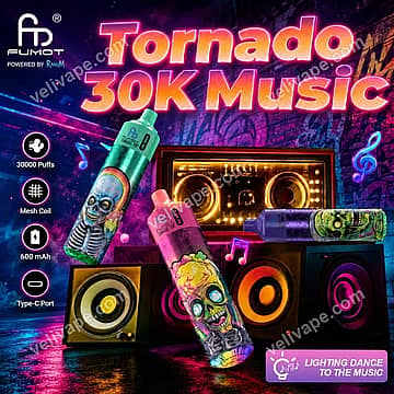 Fumot RandM Tornado 30000 Puffs Music Vape multiple flavor variants disposable vape product lineup
