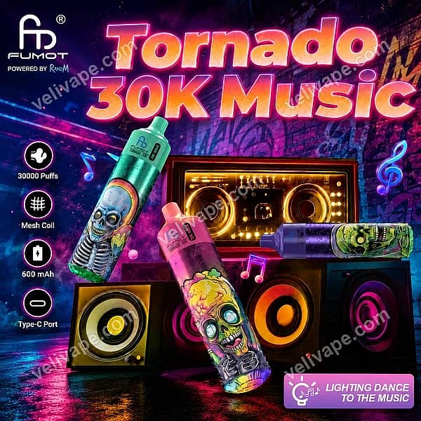 Fumot RandM Tornado 30000 Puffs Music Vape multiple flavor variants disposable vape product lineup